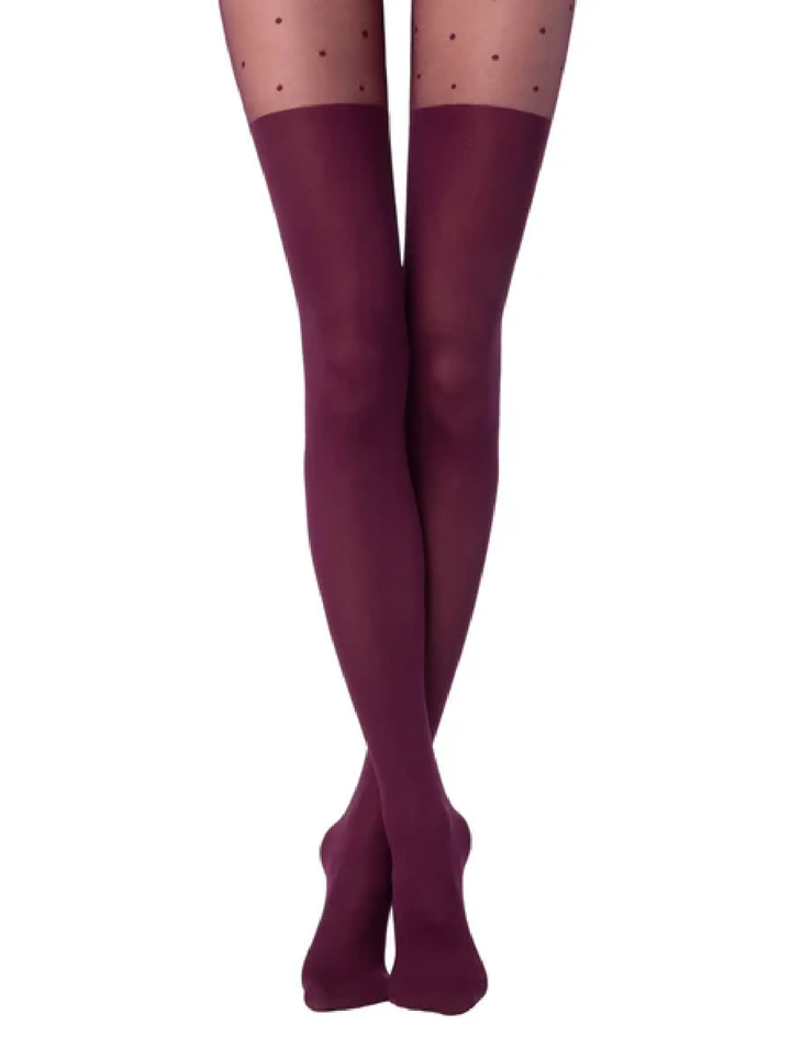 SENSATION Fashion 60 - Polka Dot Tights with Stocking Effect - IDEALINE INC.