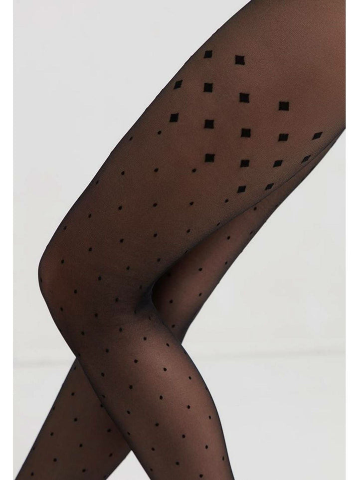 EVENING - Sheer Dot Illusion Tights with Stocking Effect - IDEALINE INC.