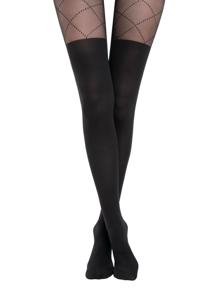 FABIA Tights with Imitation Over-Knee Socks and Lacing - IDEALINE INC.