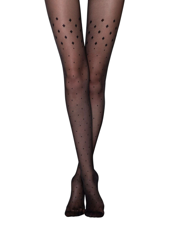 EVENING - Sheer Dot Illusion Tights with Stocking Effect - IDEALINE INC.