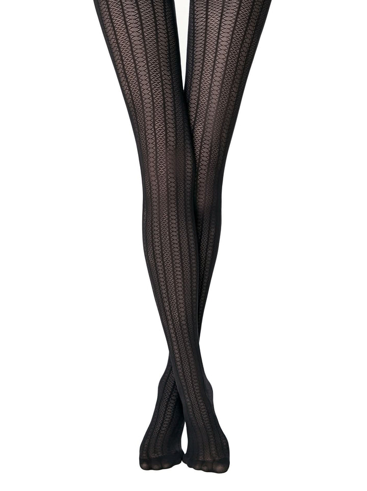 LACY LINE CHARM 30 - Elegant Striped Lace Hosiery - IDEALINE INC.