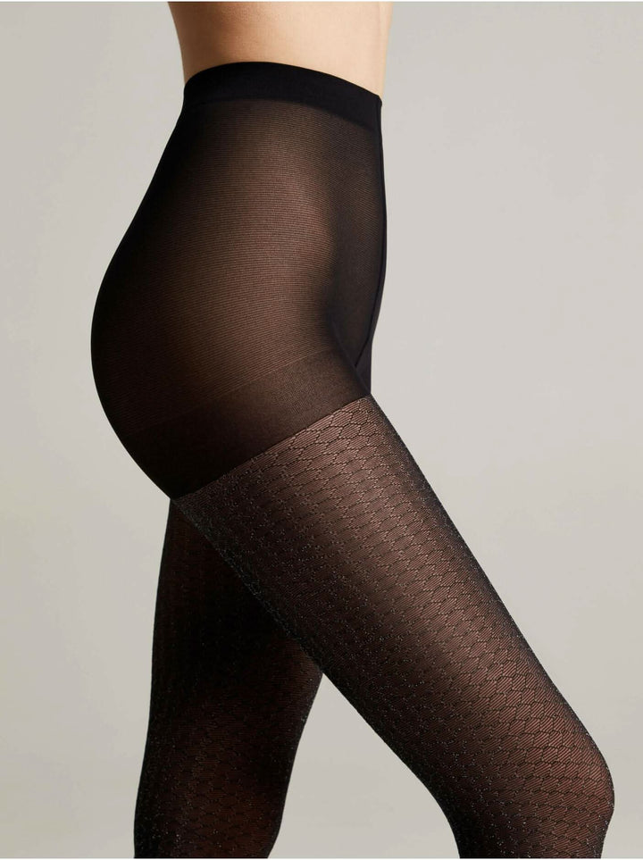 SILVER Shimmer 40 - Elegant Honeycomb Shine Tights - IDEALINE INC.