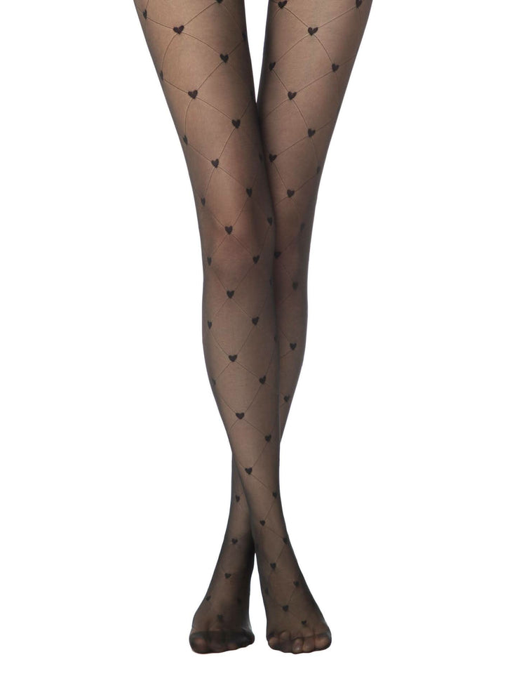 LOVERS CHARM 20 - Diamonds & Hearts Patterned Tights - IDEALINE INC.