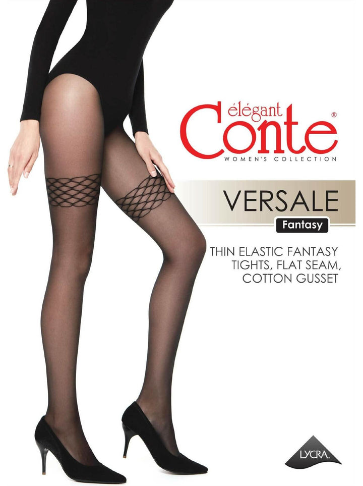 VERSALE 20 - Sheer Tights with Lace Stocking Immitation - IDEALINE INC.