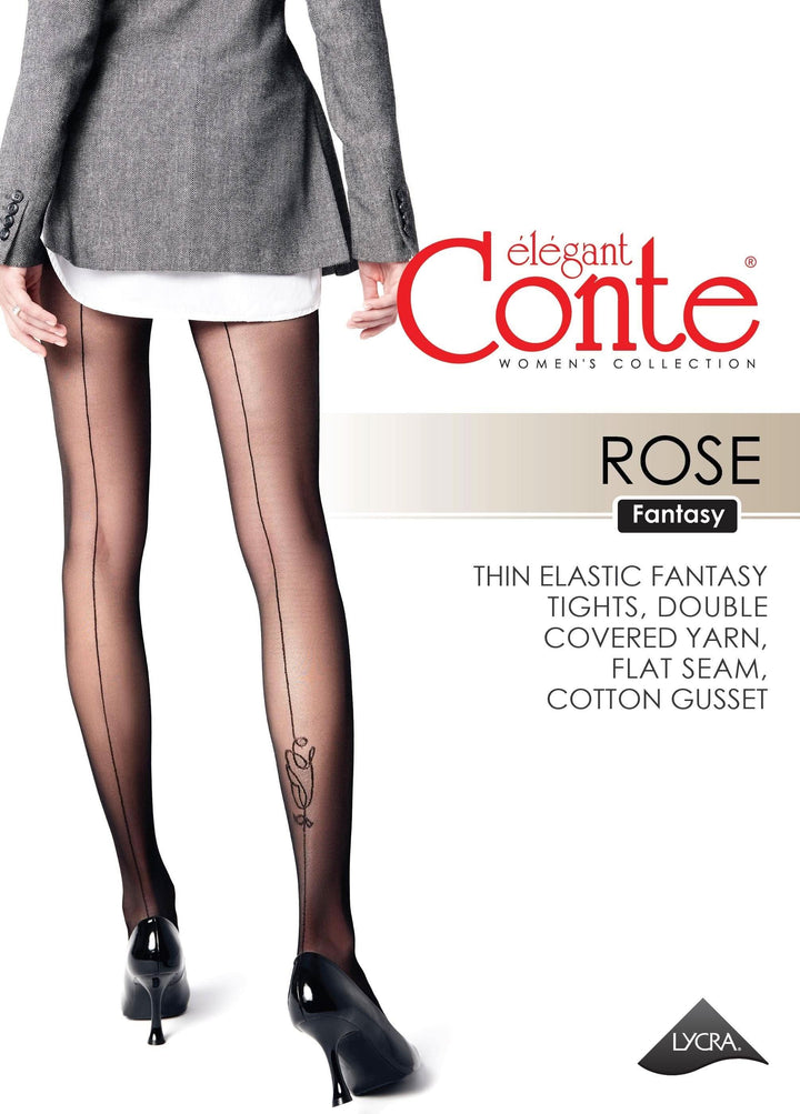 ROSE 30 - Patterned Elegance with Seam Effect Tights - IDEALINE INC.