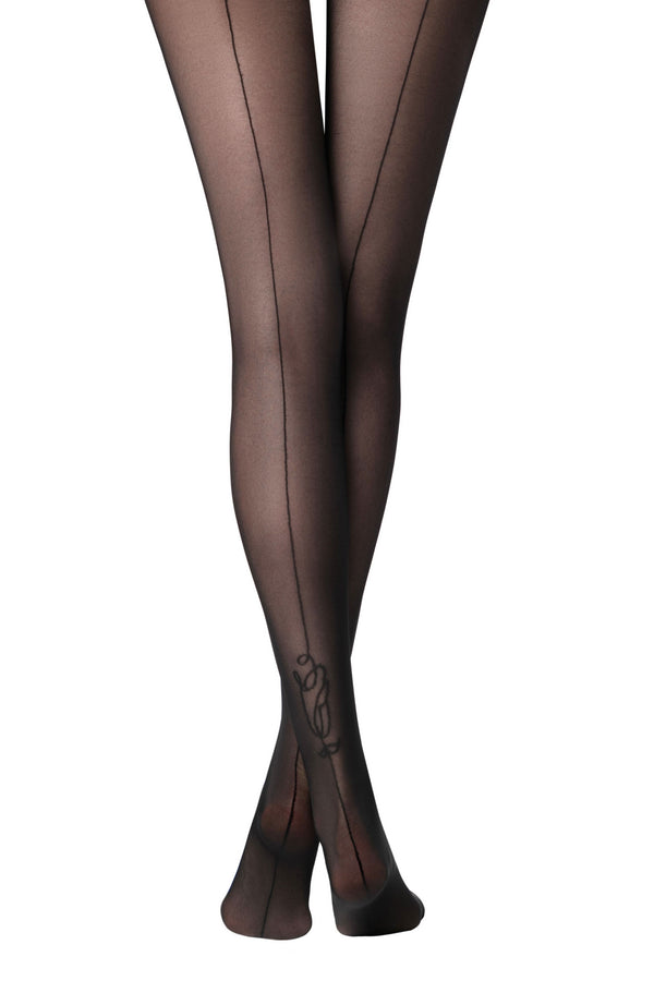 ROSE 30 - Patterned Elegance with Seam Effect Tights - IDEALINE INC.