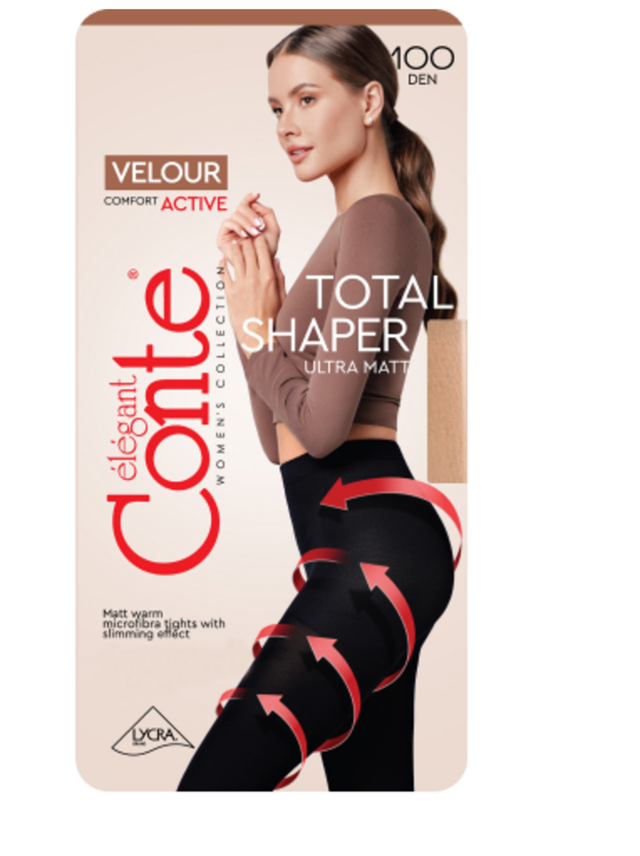 VELOUR COMFORT ACTIVE 100 Lycra® Matte Tights with Shaping Shorts - IDEALINE INC.