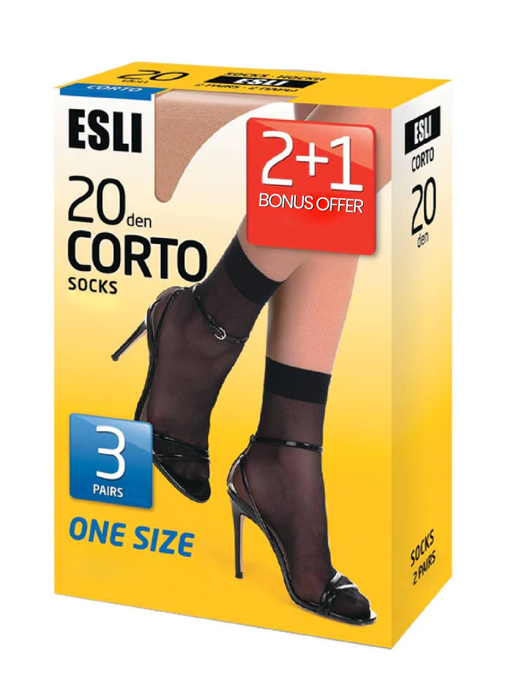 CORTO 20 - Sheer Delicate Socks (3 Pairs Bonus Offer) - IDEALINE INC.