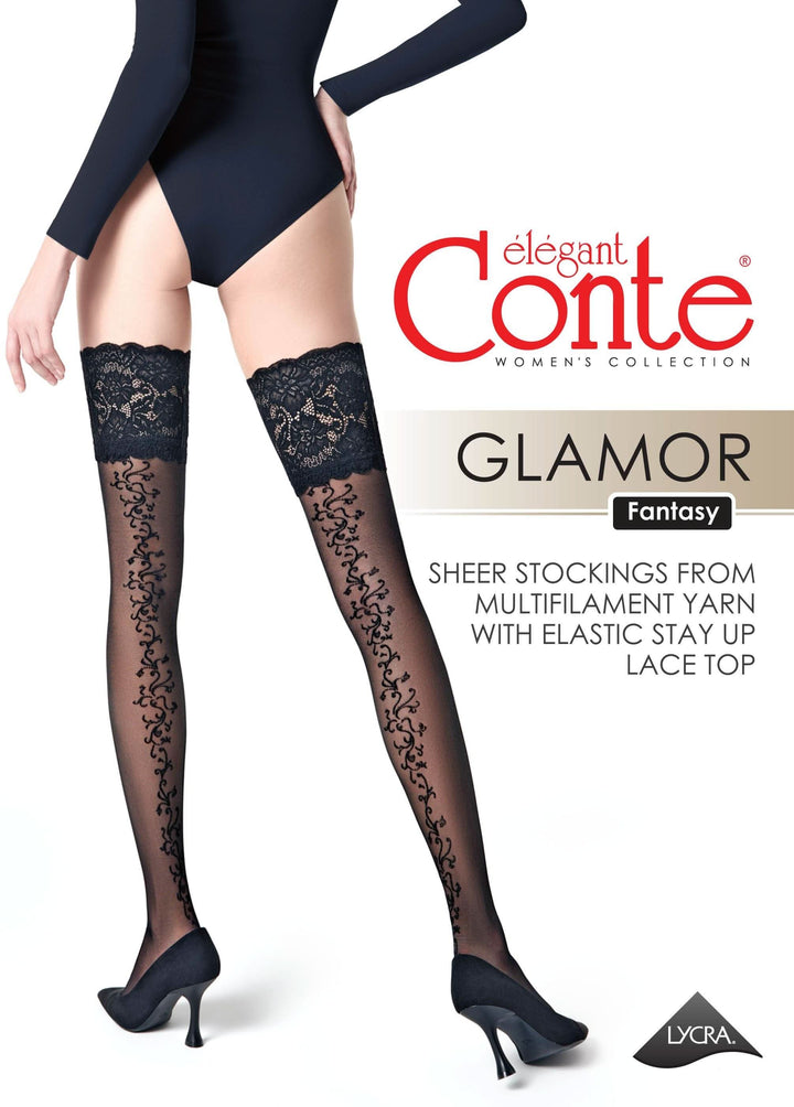 GLAMOR 20 - Floral Lace Fantasy Stockings - IDEALINE INC.