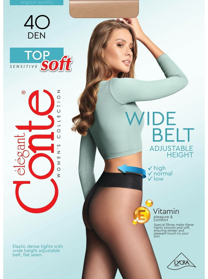 TOP SOFT 40 Lycra® Adjustable Low Waist Tights for Sensitive Skin - IDEALINE INC.