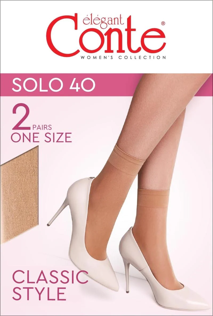 SOLO 40 - Semi-Matte Elastic Socks (2 pairs) - IDEALINE INC.