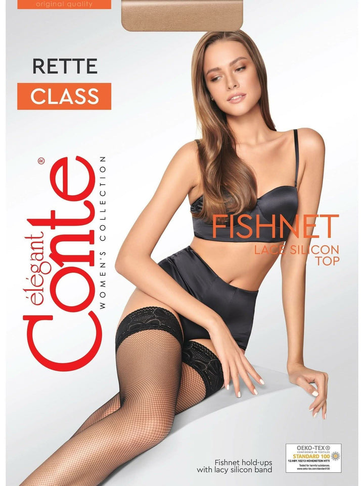 RETTE CLASS - Micro Fine Mesh Fishnet Stockings with Detailed Elastic - IDEALINE INC.