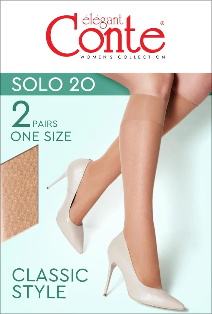 SOLO 20 - Sheer Knee Highs by Conte (2 pairs) - IDEALINE INC.