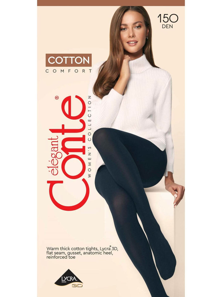 COTTON COMFORT 150 - Warm & Opaque Tights - IDEALINE INC.