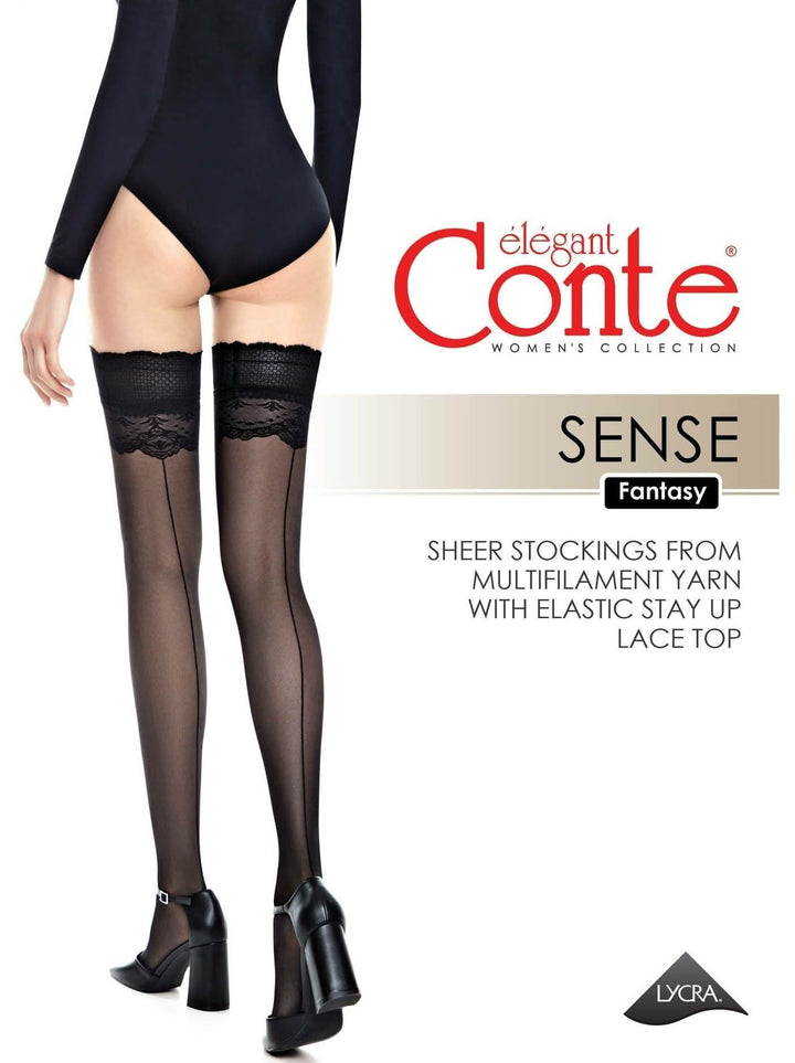 SENSE 20 - Classic Charm Back Seam and Lace Stockings - IDEALINE INC.