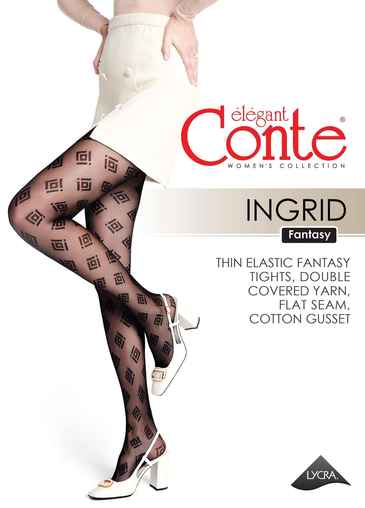 INGRID 20 - Modern Geometry Sheer Tights - IDEALINE INC.