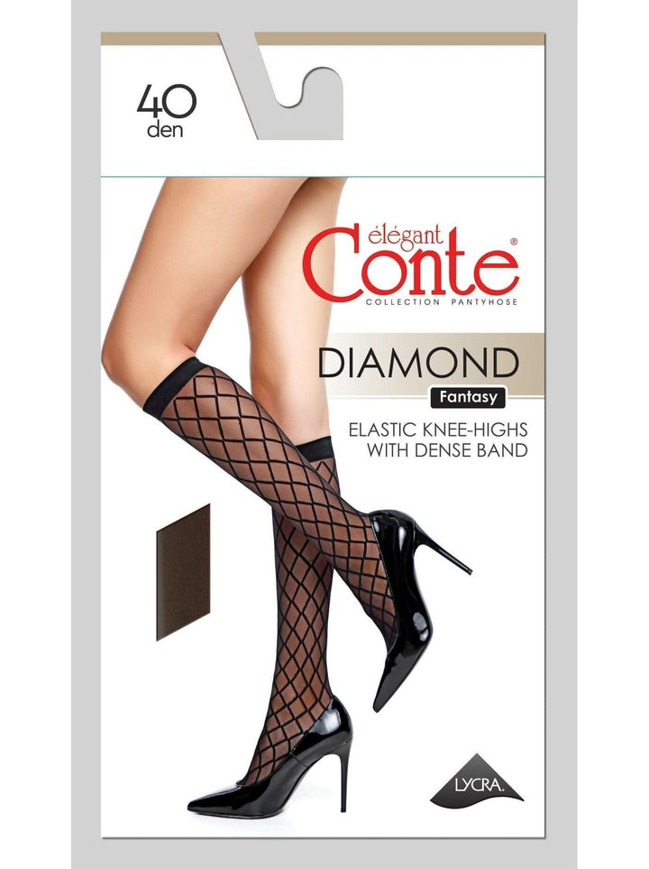 DIAMOND 40 - Fantasy Knee Highs with Diamond Pattern - IDEALINE INC.