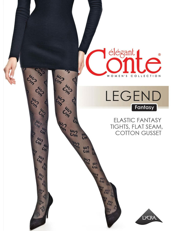 CONTE LEGEND 30 - Logo Patterned Tights with Mesh Effect - IDEALINE INC.