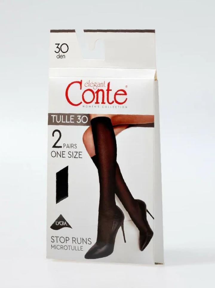 TULLE 30 - Durable Matte Knee Highs (2 pairs) - IDEALINE INC.