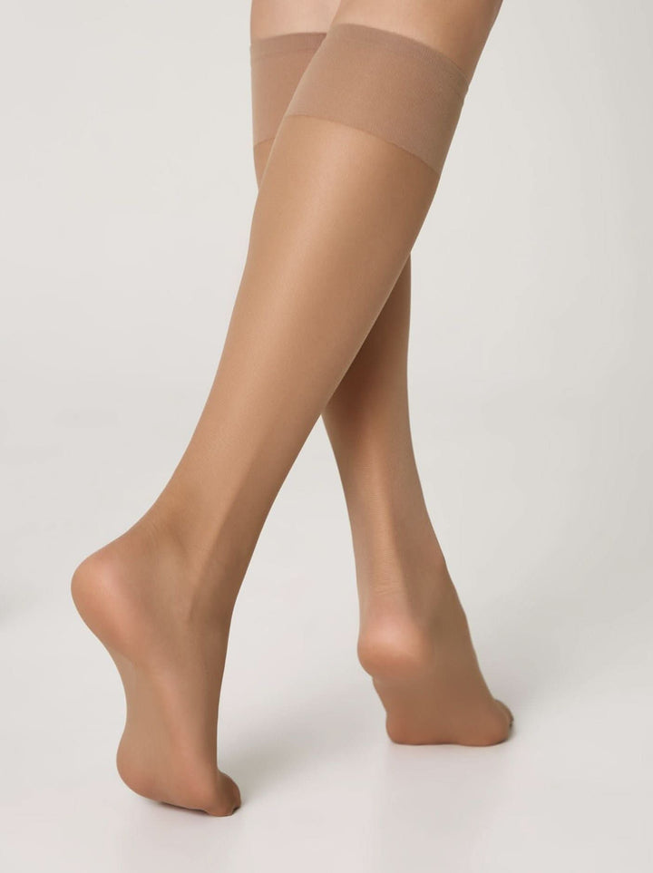 SOLO 40 - Semi-Matte Elastic Knee Highs (2 pairs) - IDEALINE INC.