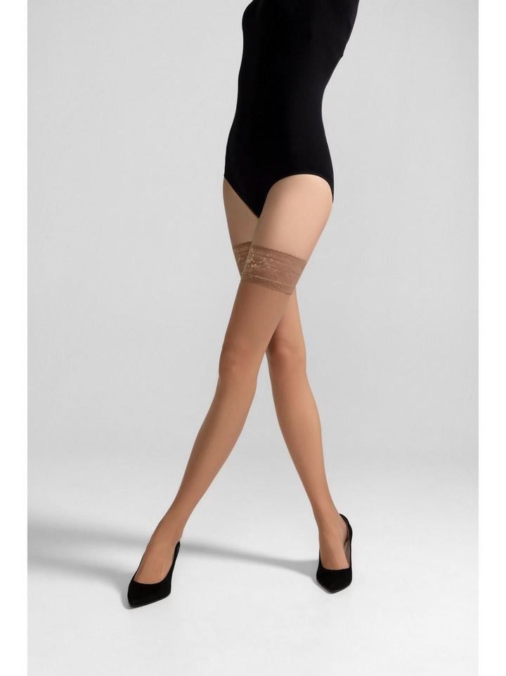 CLASS 12 Fine Multi-Filament Stockings with Elegant Lace Band - IDEALINE INC.