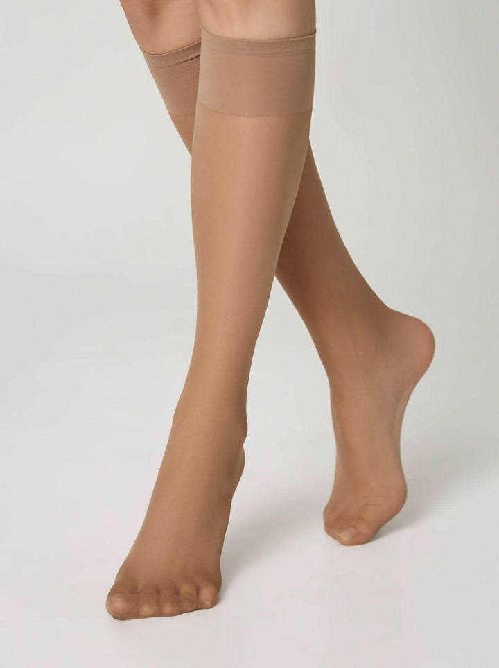 SOLO 40 - Semi-Matte Elastic Knee Highs (2 pairs) - IDEALINE INC.