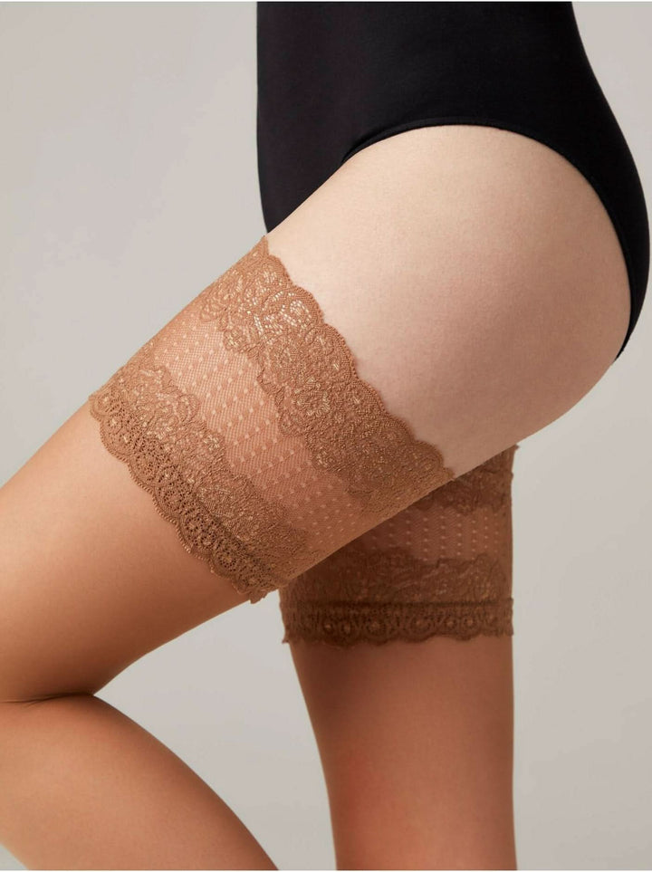 FLAME 20 - Sheer Stockings with Silicone Lace Top - IDEALINE INC.