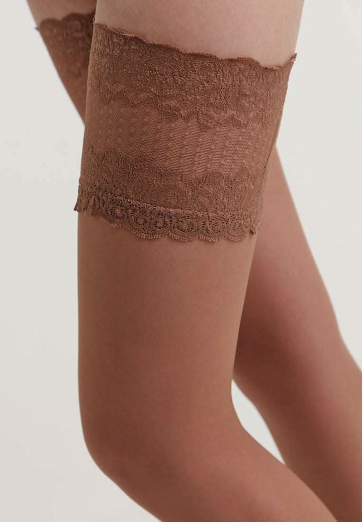 FLAME 20 - Sheer Stockings with Silicone Lace Top - IDEALINE INC.