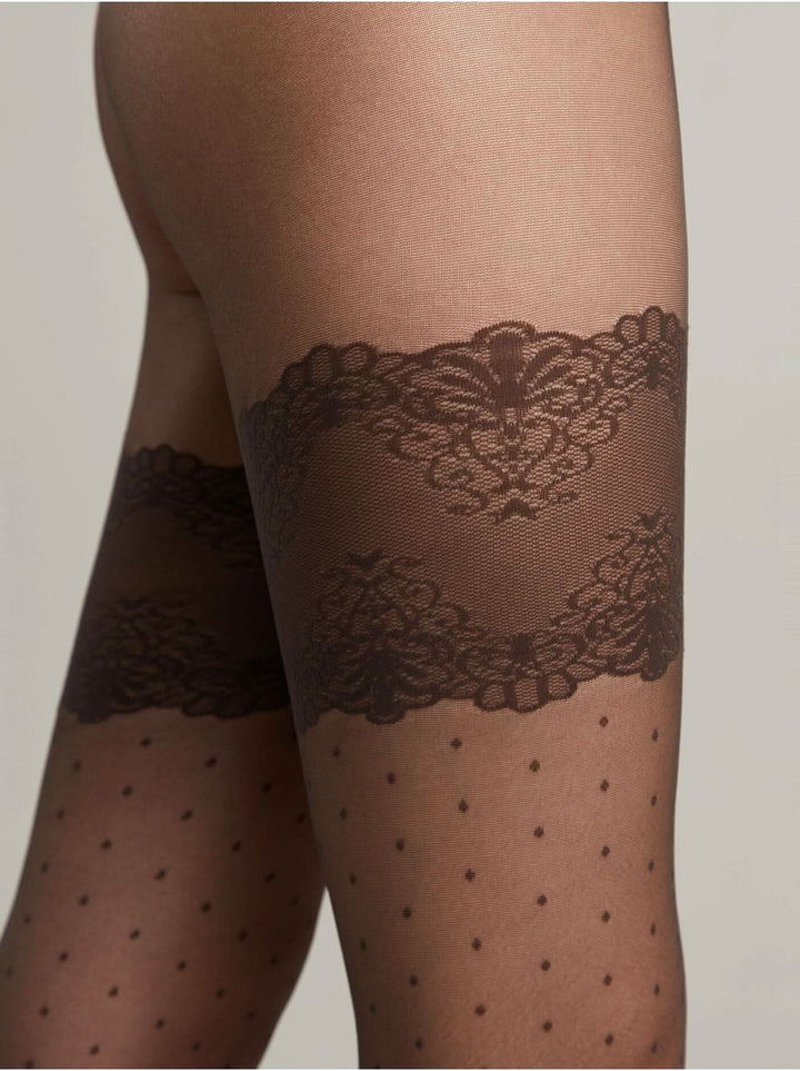 SEDUCTION Charm 20 - Polka Dot Tights with Stocking Imitation - IDEALINE INC.