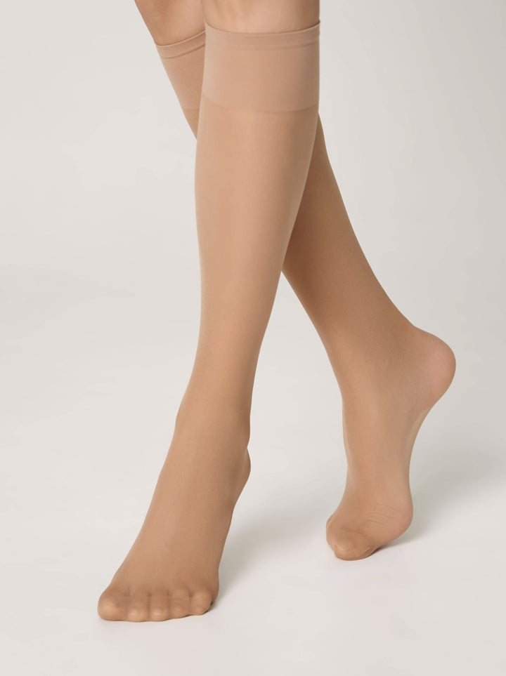 SOLO 40 - Semi-Matte Elastic Knee Highs (2 pairs) - IDEALINE INC.