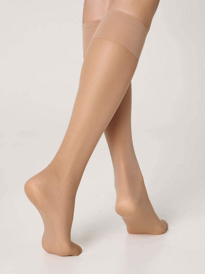 SOLO 40 - Semi-Matte Elastic Knee Highs (2 pairs) - IDEALINE INC.