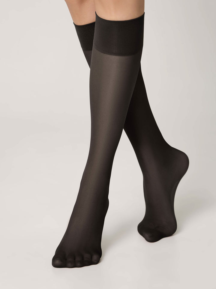 ACCENT 40 - Elastic Universal Size Knee Highs (2 Pairs) - IDEALINE INC.