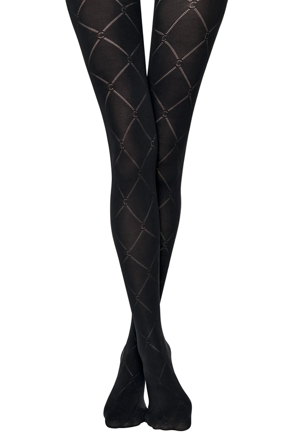 CONTE HISTORY - Elegant Diamond Pattern Tights - IDEALINE INC.