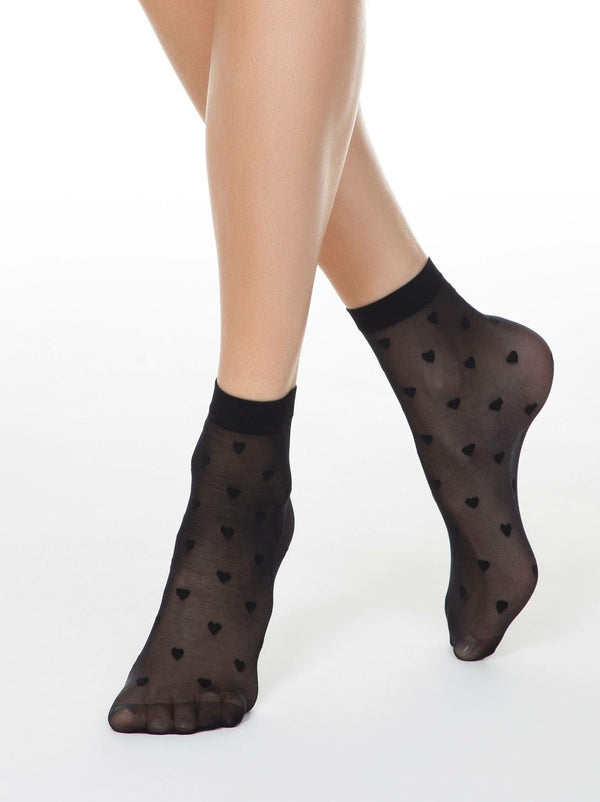 FANTASY 20 Heart Pattern Thin Socks - IDEALINE INC.