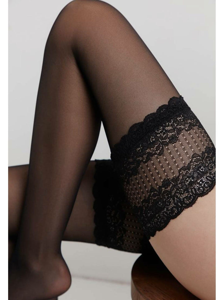 FLAME 20 - Sheer Stockings with Silicone Lace Top - IDEALINE INC.