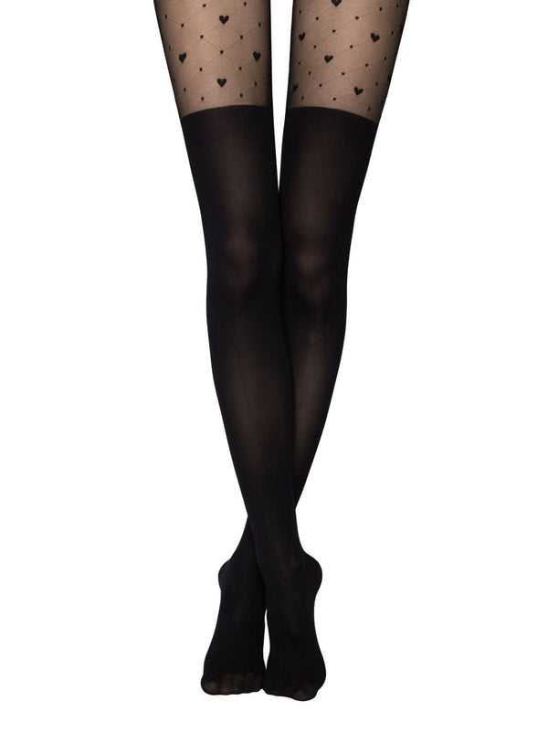 KARMEN ELEGANCE - Knee High Look Tights with Heart Motif - IDEALINE INC.