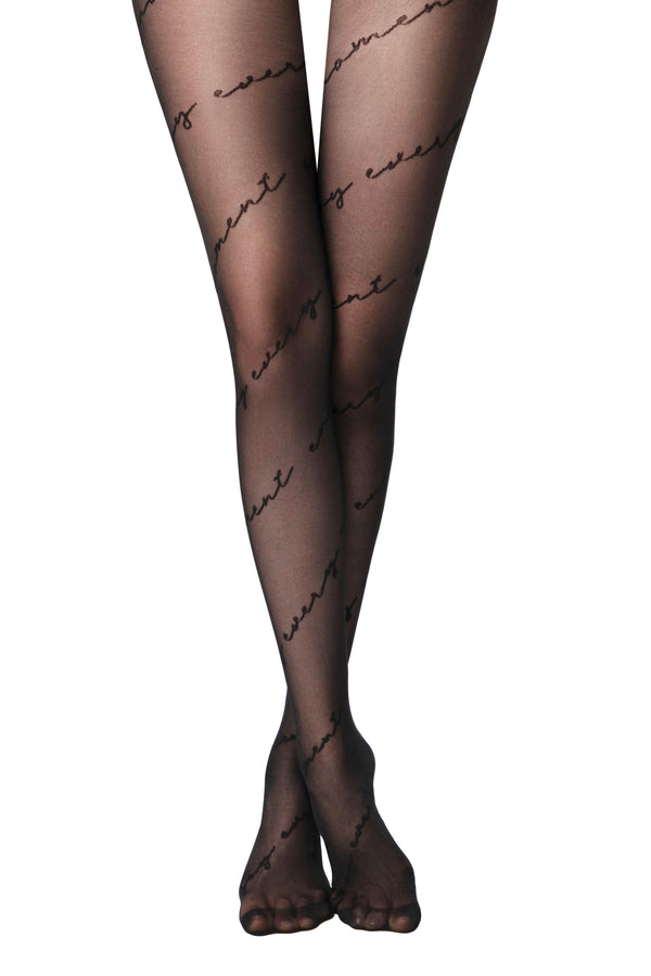 SENTIMENT 30 - Scripted Diagonal Lines Tights - IDEALINE INC.