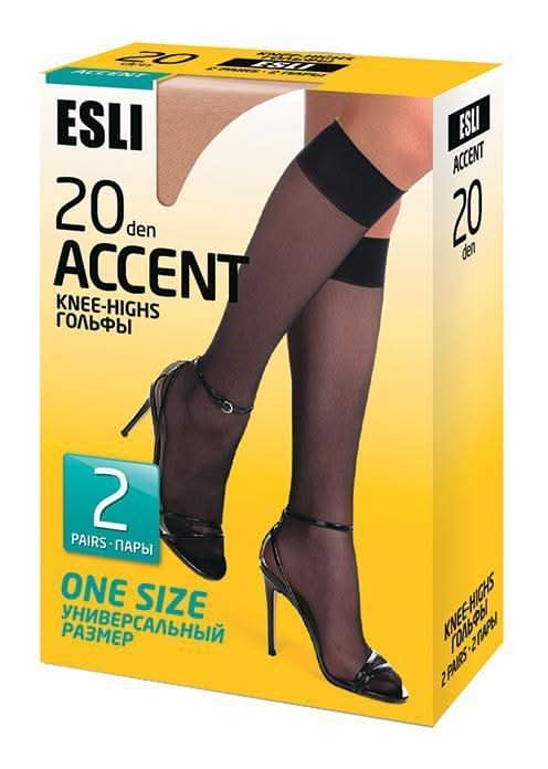 ACCENT 20 - Elastic Universal Size Knee Highs (2 Pairs) - IDEALINE INC.