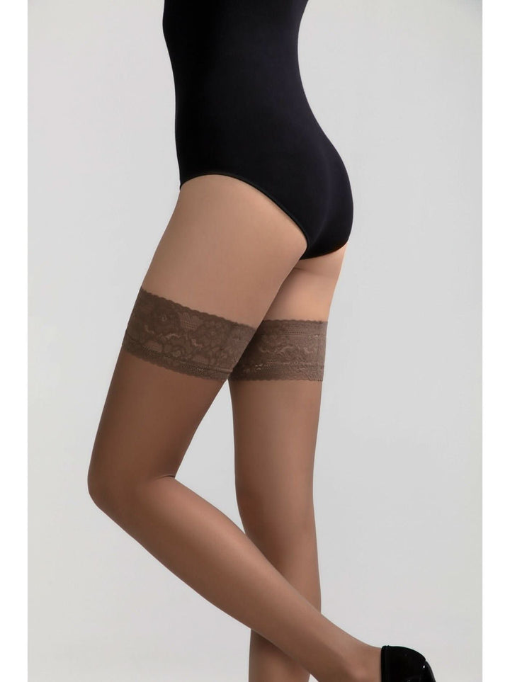 CLASS 12 Fine Multi-Filament Stockings with Elegant Lace Band - IDEALINE INC.